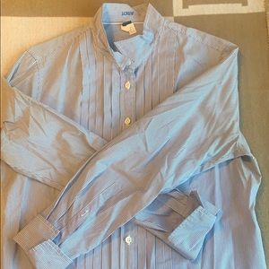 J Crew Blue/White Stripe Tuxedo Shirt